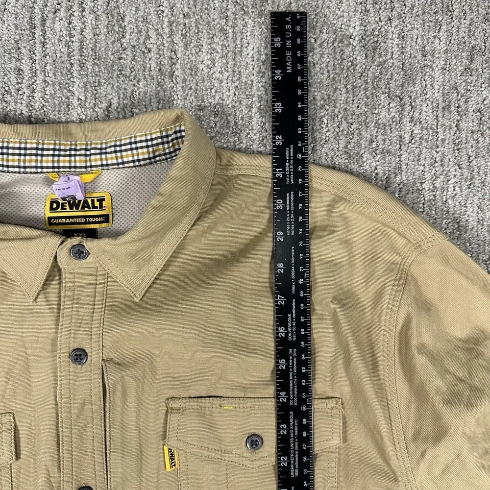 DeWalt Guaranteed‎ Tough Austin ProStretch Long Sleeve Shirt Size 2XL Brown Work
